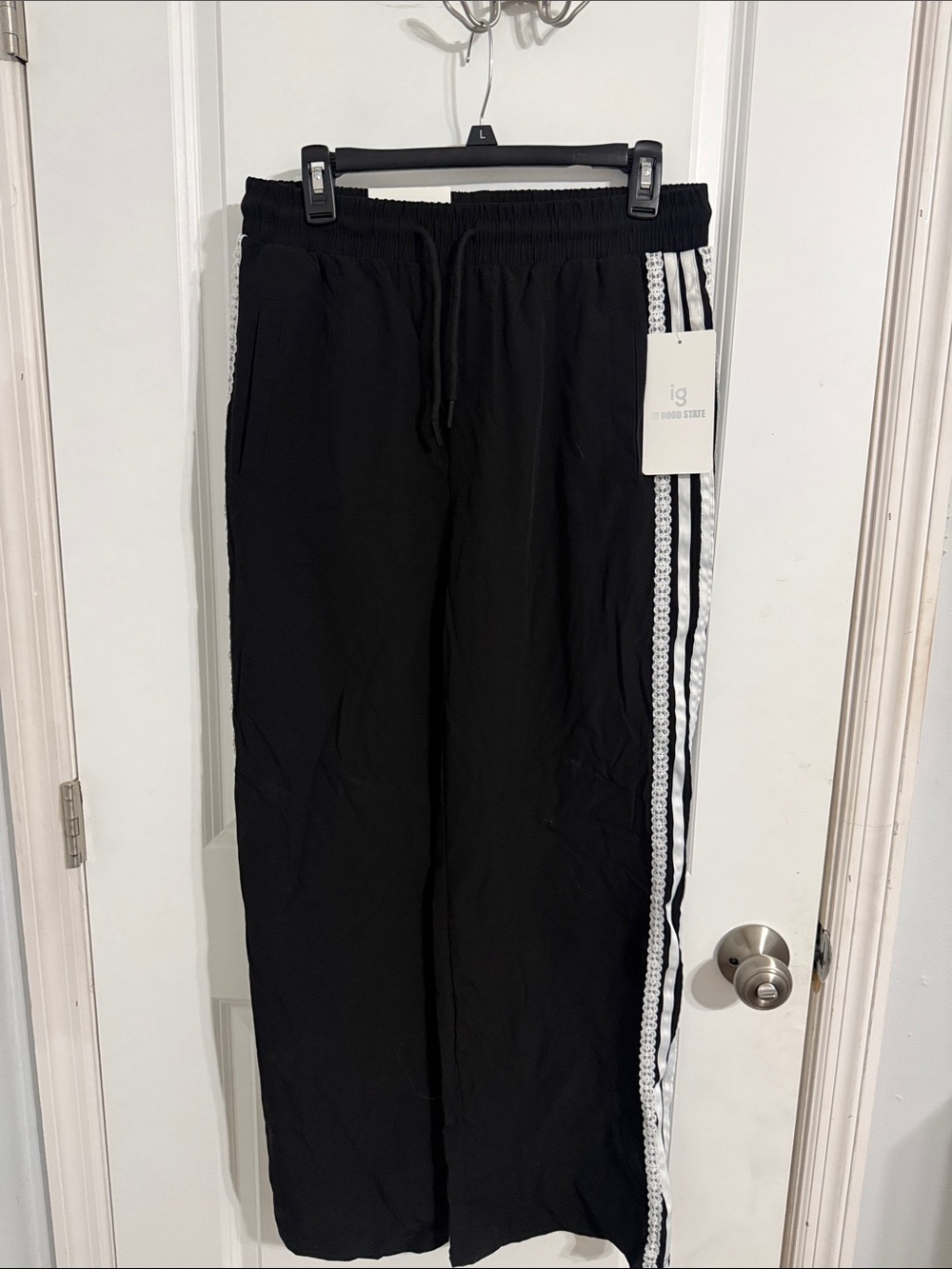 Black Women’s Track Pants with Side Stripe
